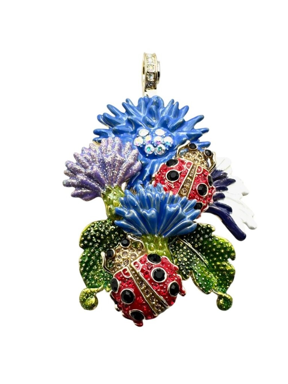 Kirks Folly Womens Crystal Magnetic Enhancer Pendant Lady Bugs